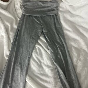 Silver Strapless Jumpsuit